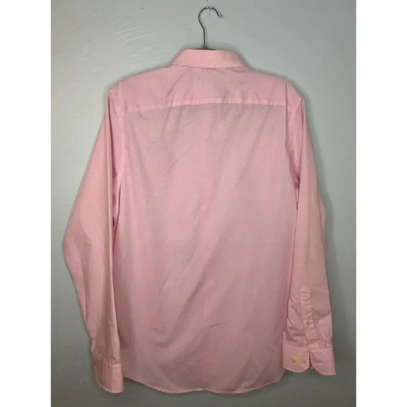 Banana Republic Button Up Slim Fit Non Iron Size Large Pink White Gingham Dress - Picture 2 of 6